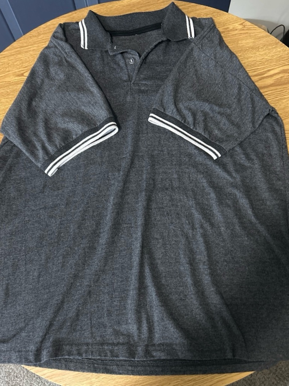 Charcoal Gray Polo with White Stripe Trim